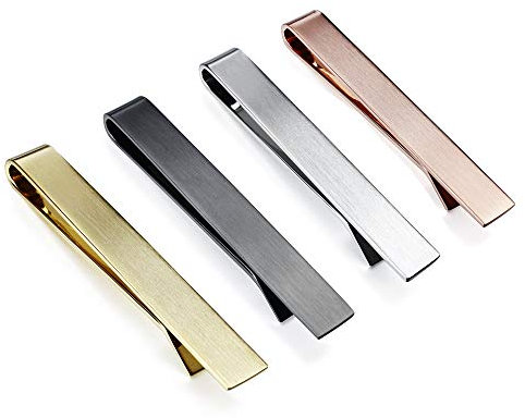 HAWSON Ensemble de pinces à cravate pour homme – Pince à cravate mate pour mariage, affaires, événement formel, Standard, Laiton, Réglage de la bande