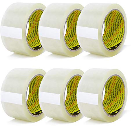 3M Scotch Lot de 6 rouleaux de ruban adhésif d'emballage 305 PP, déroulement silencieux, de qualité 3M, 66 m x 50 mm, transparent