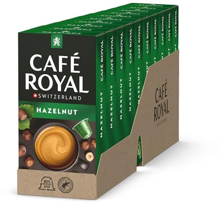 Café Royal, Café Aromatisé à la Noisette, 100 Capsules Compatibles Nespresso(R), Aluminium Recyclé à 80%, Certifié Rainforest Alliance, 100% Café Arabica