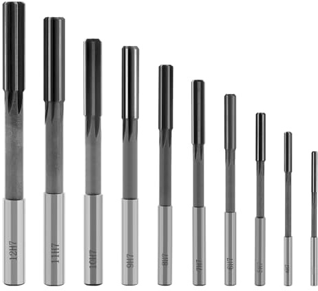 Vogueing, set di alesatori in acciaio HSS, gambo dritto, alesatori a macchina HSS con gambo dritto, 10 pezzi (3-12 mm) H7