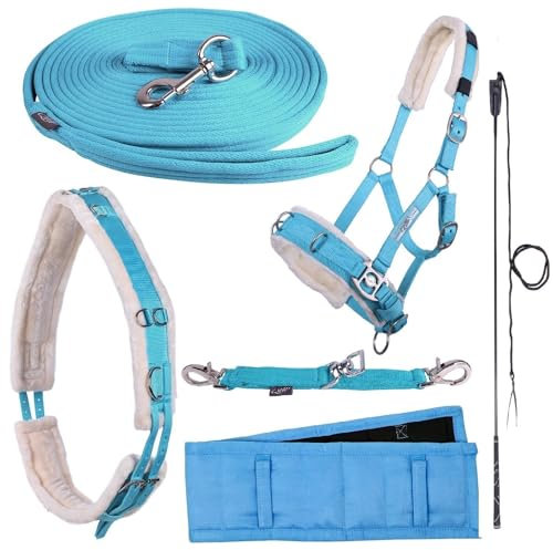 NETPROSHOP Longieren Zubehör Farbe Hellblau Wählen Sie: Zaum, Longe, Pad oder Gurt usw., Auswahl:Softlonge, Groesse:One Size
