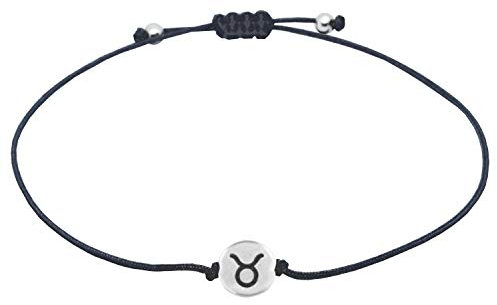 Selfmade Jewelry Armband Damen Silber Sternzeichen Größenverstellbares Makramee Armkettchen Handmade Inkl. Geschenk-Verpackung (Stier)