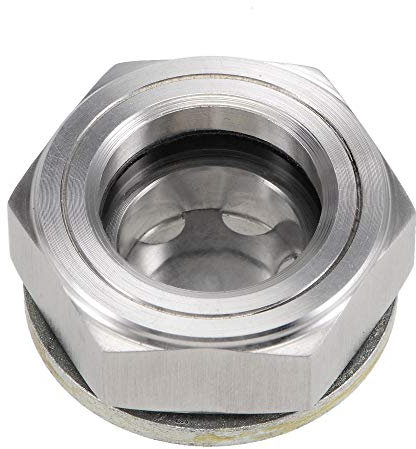 sourcing map Oil Liquid Level Gauge Sight Glass G1/2 Male Threaded 304 Stainless Steel Air Compressor Fittings with Gasket, Silver Tone