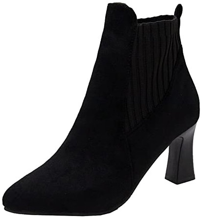 Stivali Donna Mesh Caviglia Tacco a Spillo a Punta Nuda Stivaletti Casual a Tubo Corto (39,Nero)