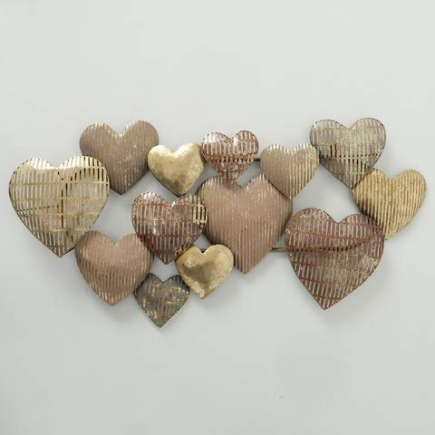 Herzen Wandobjekt Eisen rost gold beige B 90 cm