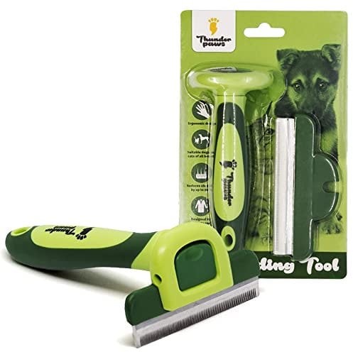 Thunderpaws Professional De-shedding Tool and Pet Grooming Brush, D-Shedz for Breeds of Dogs, Cats with Short or Long Hair, Small, Medium and Large (Green)