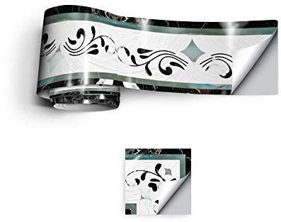 Selbstklebende Tapetenbordüre, grüne Bordüre, Muster für Küche, Badezimmer, Deckenpaneele, dekorative Zierleisten, PVC-Wandbordüre, Sockelleiste, Dado-Schiene, Fliesenkorte, dekorativ, 10 x 300 cm