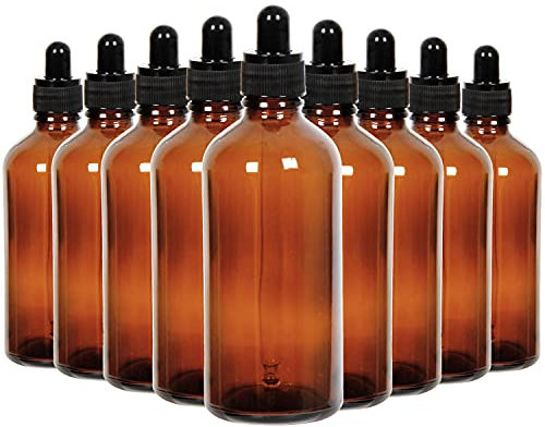 Youngever 16 Pack 120ML Amber Glass Dropper Bottles for Essential Oil, 2 Stainless Steel Mini Funnels