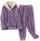 YIJOY Pigiama in Pile Corallo Donna Autunno E Inverno Pigiama in Flanella Pigiama Set Ispessimento Lounge Sleepwear Sets Sleepwear,Purple,XXL