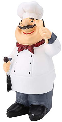 Tomotato Harz Kochfiguren, Dekorative Chef Statue Ornament, Kochen Geschenkidee und Sammlerstück für Küche Esszimmer Café Bar Bäckerei Dekoration(Hold Spoon)