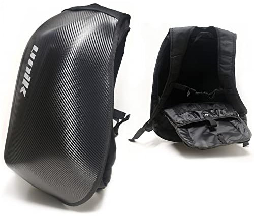 Unik Rucksack für Motorrad, Ski, Camping, Pendeln, Carbon-Finish, 24 l Volumen, wasserdicht., Schwarz
