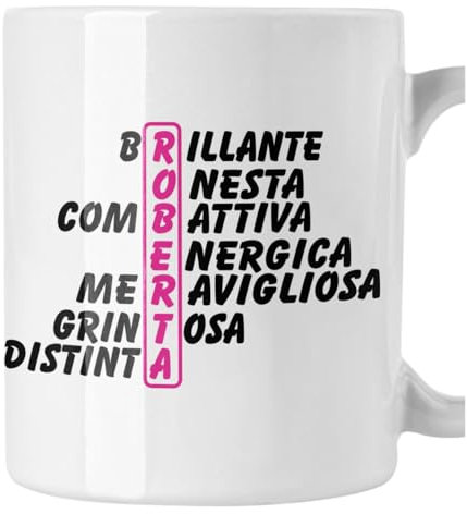 bubbleshirt Tazza Mug divertente con nome Roberta e aggettivi simpatici Idea Regalo Compleanno Natale in ceramica