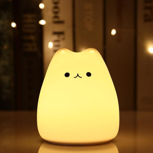 LOVERUIS Katze Nachtlicht Led-Nachtlicht Kinder Katzen-Licht Tier Nachtlampe 7 Farbe Lichter Geburtstag Halloween Geschenk Baby Schlafzimmer Dekoration (Nette Katze)...