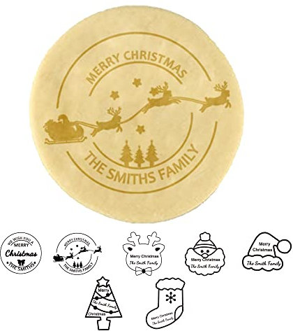 Personalisierte Keksstempel Weihnachten mit Ihrem Familiennamen 3D erhöhtes Design Backen Keks Stempel Formen für Fondant, Cookie, Kuchen, Cupcakes, Weihnachten kreatives Geschenk