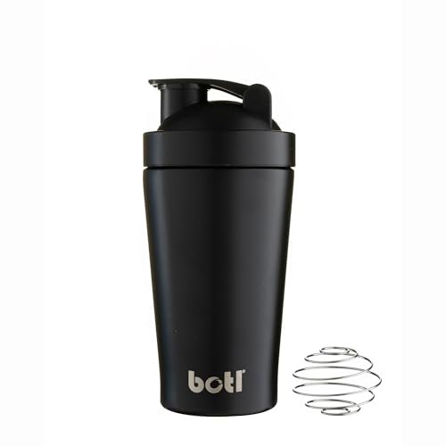 BOTL Stainless Steel Protein Shaker, Metal Mixer Bottle with Measuring Scale on The Side, Mixer Ball, Grid Cap, 500 ml Measured Fits 700 ml Drink (Have You got The BOTL - Black)