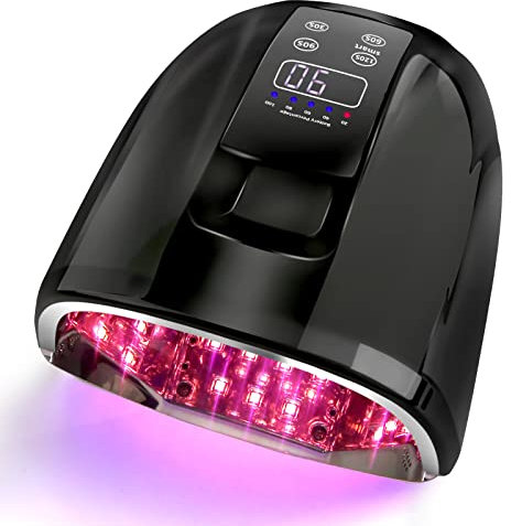 Linssy 90W Professional Wireless Rechargeable UV LED Nail Lamp, Gel Nail Lamp for Nail Drying with 45 Beads, 4 Timer Settings, LCD Display, Nail Polish Machine (Neg