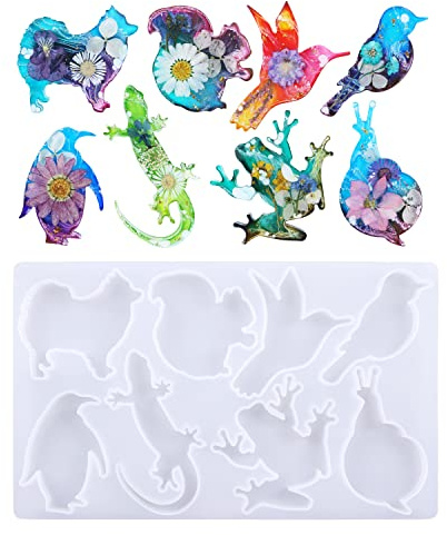 KAKOLOPT Silikon-Tierharz-Form, Gecko-Wandbehang, Eidechse, Kolibri, Hund, Frosch, Schnecke, geformte Form, Epoxidgussformen für Wanddekoration, Zimmer, 3D-DIY-Herstellung, handgefertigtes Zuhause