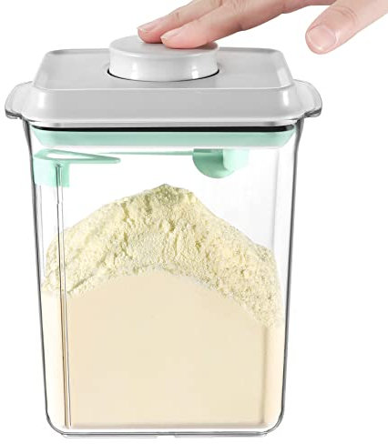 Milchpulver-Vorratsbehälter, Vione 2300ml Versiegelter Milchpulverspender mit Verschlussdeckel, Einhandbedienung, BPA-frei, transparent