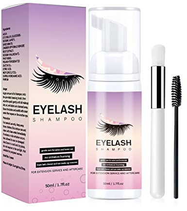 Lash Shampoo for Eyelash Extension,50ML Lash Extension Shampoo Kit Makeup Remover,Eyelash Extension Shampoo for Eyelashes Extension Remover,Home Use,Nourishing Formula