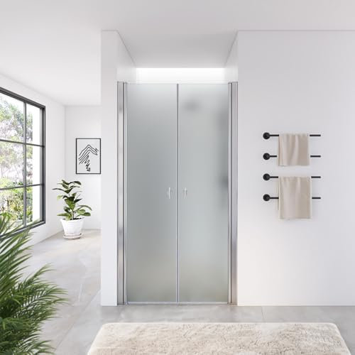 Home Deluxe - Duschabtrennung LAVEA - Milchglas - Maße: 85 x 195 cm - 6 mm nanobeschichtetes Sicherheitsglas, inkl. Scharniere und Montagematerial I - Duschtür Pendeltür Duschtrennwand Nischentür