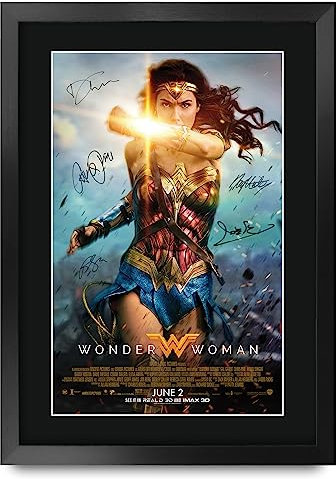 HWC Trading FR A3 Wonder Woman 2017 Gal Gadot Regali Stampato Poster Firmato Autografo Immagine Per Film Memorabilia Tifosi - A3 Incorniciato