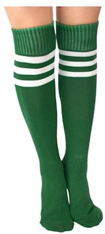 4pk of Stripe Football Sports Socks Stretchy Compression Non-slip Knee High Tube Soccer Athletic Long Multi color Stripe design for Men Women Teens unisex