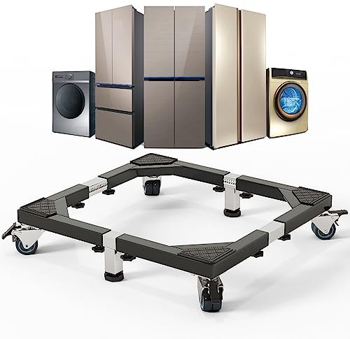 Zsytbyyds All Steel Mobile Base Heavy Duty Furniture Dolly Adjustable Mini Fridge Stand Washing Machine Stand Furniture Dolly for Washer, Refrigerator and Dryer（Black）