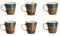 Björn, Collection Island, Lot de 6 Mugs 40cl en Grès avec Email Réactif, Kaki et Bleu - Tasses à Café ou Thé - Compatible Micro-ondes et Lave-vaisselle