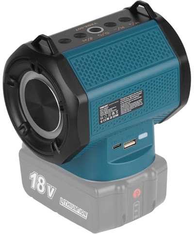 KUNLUN Altavoz Portátil para Batería Makita 18V 20V MAX, Altavoz Conectado Inalámbrica con Luz, Adecuado para Estudio, Camping y Fiestas (Sin Batería)