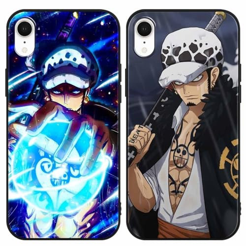 PBNDJVG 2 Stück Handyhülle für Apple iPhone XR Hülle 6.1 Zoll, Anime One Piece Law mit Motiv Designs Manga Case Schutz Schutzhülle Stoßfest TPU Weich Ultra Dünn Cover -Schwarz5