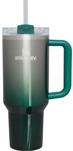 STANLEY Quencher H2.0 FlowState Trinkbecher, vakuumisoliert, aus Edelstahl mit Deckel und Trinkhalm, für Wasser, Eistee oder Kaffee (Kiefer-Farbverlauf, 1,2 Liter)