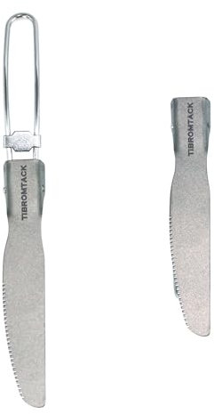 TIBROMTACK Couteau pliant en titane, couverts d'extérieur extra résistants et ultra légers (Ti), couverts sains et respectueux de l'environnement pour le camping, la randonnée, les voyages, les