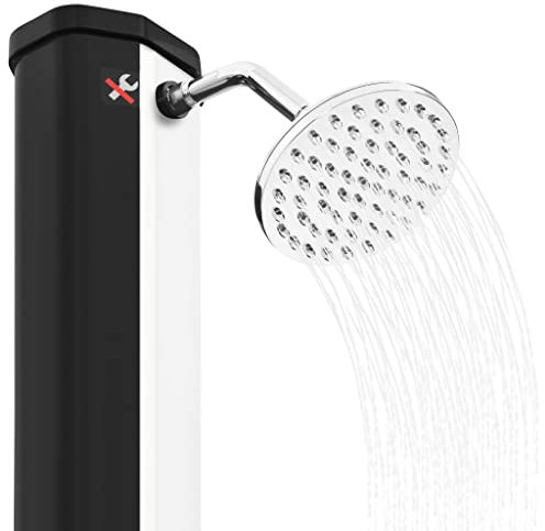 XAoSCd Solardusche, Solarduschset Schwarz Silber Anti Uv 14,8X18X217Cm Mit Duschkopf Für Erwachsene Hausgarten