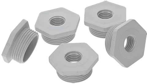 Kalitec 5x Reduktion M25 auf M12 Kunststoff - Reduzierstück IP68 Grau | Adapter für Kabelverschraubung - Glasfaserverstärkt - Halogenfrei - M25 Außen- & M12 Innengewinde - Sechskant