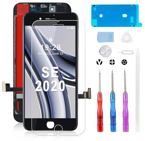 Moautodc Display für iPhone SE 2020 Bildschirm Ersatz 4.7 LCD Bildschirm FHD 3D Touchscreen Digitizer Rahmen Montage und Reparaturkits