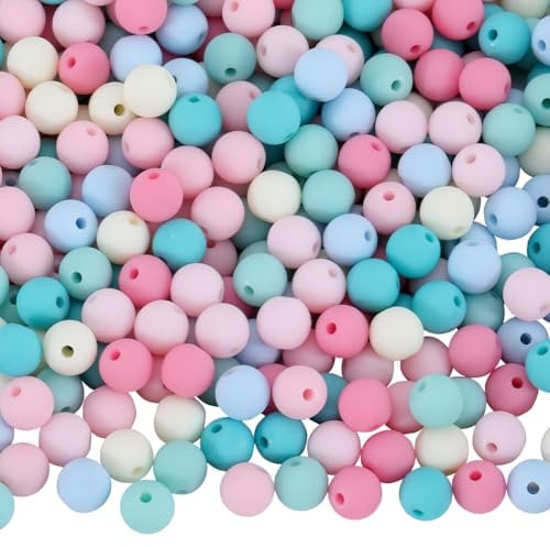 SOFPLATE 1 Box 500Pcs Rainbow Acrylic Beads Round Plastic Bead Bulk 8mm Candy Color Plastic Balls Bubble Gum Pastel Matte Loose Spacer Beads for jewellery Making Bracelets Necklaces Earrings DIY Craft