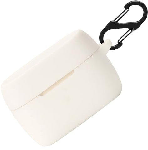 Silikon Hülle für Jabra Elite 5 True Tasche, Stoßfeste Schutzhülle und Haut Protective Case Cover für Jabra Elite 5 True with Keychain (White)