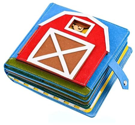 Generisch Filzbuch Bauernhof, Quiet Book, Reisespielzeug ab 1,2,3 Jahr, Busy Board, Montessori Spielzeug ab 1 Jahr, Motorikspielzeug, Activity Board, Filzbuch ab 1 Jahr