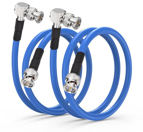 Superbat SDI Kabel 60cm 2 Stk HD-SDI/3G-SDI/6G-SDI/12G-SDI BNC Stecker auf Stecker Rechte Winkel Koaxialkabel für Monitor, CCTV Monitor, SDI Konverter