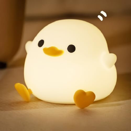 mumisuto DoDo Ente Nachtlicht,Silikon Quetsch Entenlampe,Wiederaufladbare LED Dimmbar Nachttischlampe mit Timer,Touch Sensor Nachttischlampe,Stilllicht für Kinder,Geschenke für Jungen,Mädchen