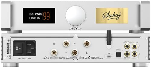 Sabaj A30a Leistungsverstärker, 200W*2 THD+N 0.0008% Axign AX5689 XU208 DSD512, Axign AX5689 Chip, USB/Optisch/Bluetooth/Koaxial/RCA Eingang mit Fernbedienung für passiven Lautsprecher für aktiven Sub