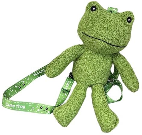 DEARMAMY Cartoon Frosch Rucksack Plüsch Schultertasche Für Verstellbare Umhängetasche Niedliches Design Für Freizeit Einkäufe Und Ausflüge