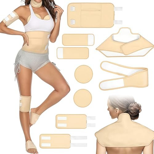 Castor Oil Pack Kit 9pcs Rizinusöl Packung Verstellbare Castor Oil Wrap Wiederverwendbar Organic Rizinusöl Wickel zur Leberentgiftung Verstopfung für Bauch Hals Brust und Füße