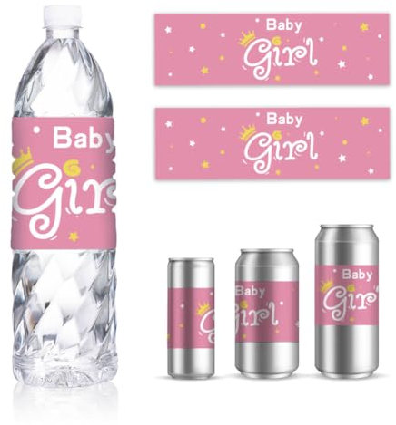 GOMAKERER 30 hojas de etiquetas para botellas de agua para baby shower, etiqueta de botella de agua para baby shower, fiesta, boda, botella de agua potable, 8.5 x 2.5 pulgadas