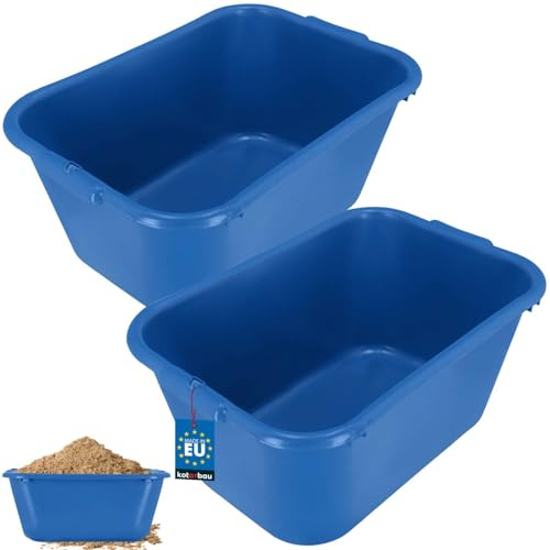 KOTARBAU® 2er Set Mörtelkübel eckig 55 L Blau Kunststoff Mörtelwanne Mörtelkasten Speißkübel Baukübel Baueimer Mörteleimer Speisfass eckig Maurerkübel Pflanzwanne