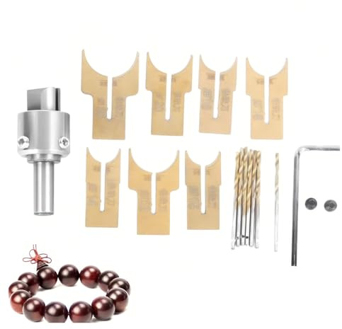 Ticfox Wood Bead Maker Tool Set, 18Pcs/Set 14/15/16/18/20/22/25mm Wood Bead Maker Drill Bit Steel Drill Bit Milling Cutter Kit for Ebony Rosewood Woodworking Tool