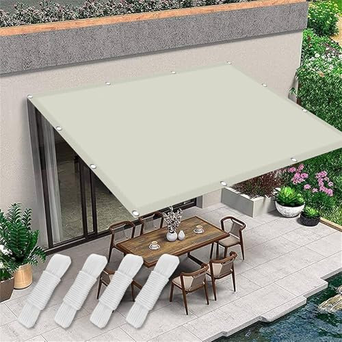 Voile d'ombrage Étanche 220 x 230 cm Imperméable Protection Rayons UV Voile d'ombrage Toile D Ombrage avec 4 Morceaux de Corde pour Jardin Piscine Patio Camping, Blanc cassé