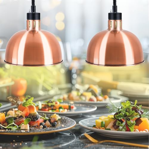 Juego 2 Lámparas Calor 500W Telescópico para Buffet Bronce 60-180cm | 2 lámparas calor 250W, acabado bronce. Ideales para buffets, cocinas y restaurantes.