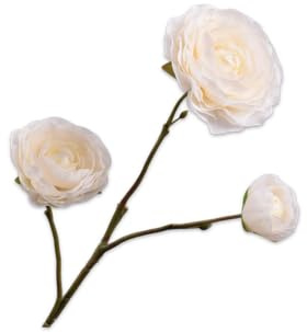 Silk-ka Kunstblume - Seidenblume Ranunkelnzweig Creme 46cm