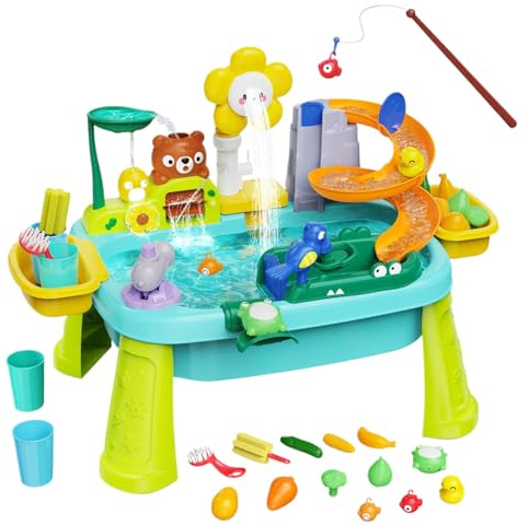 Raypontia Wassertisch für Kleinkinder – Wasser- und Sandtisch für den Außenbereich, für Strandspielzeug – sensorisches Erlebnisspiel für Babys im Vorschulalter, Garten, Terrasse, Krippe, Spielpark